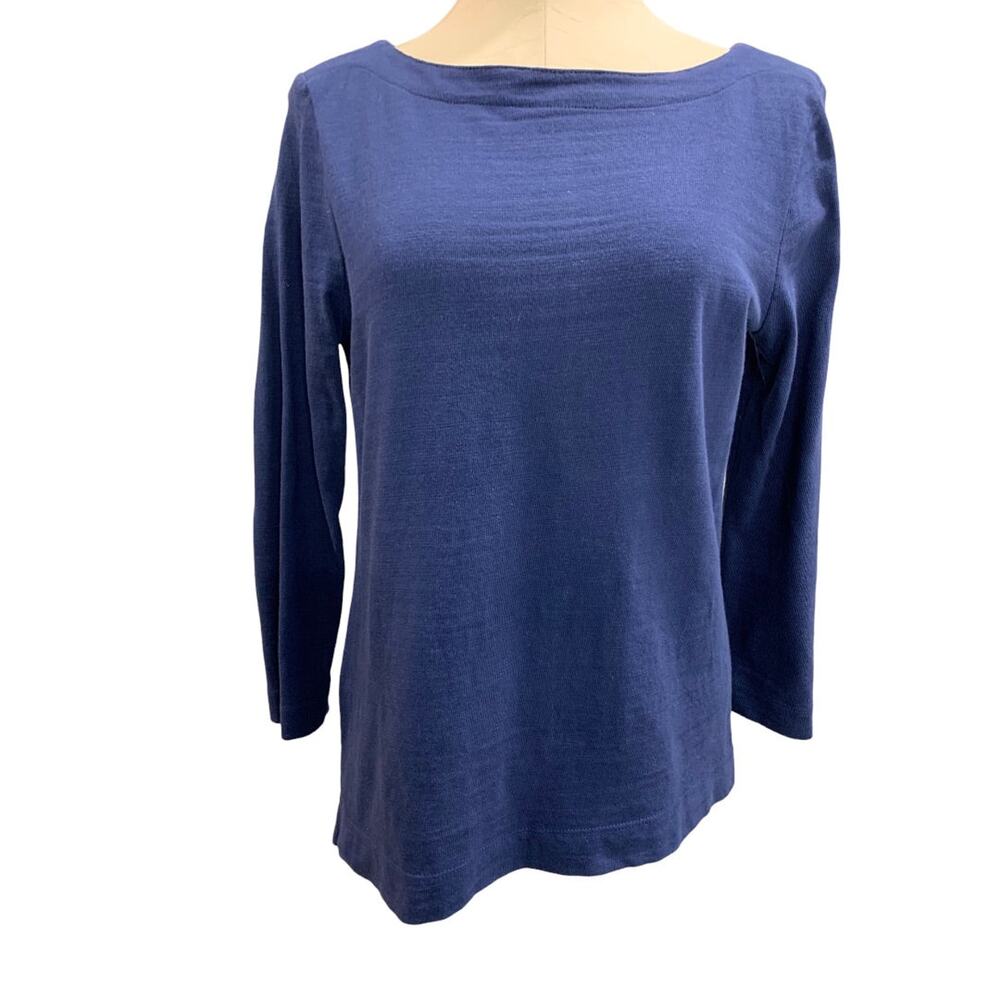 Medium LOFT‎ Womens Navy Blue Wide Neck Pullover Jersey Knit Shirt